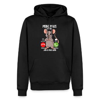 Mein Maus Ruft An - Männer Premium Bio Hoodie - Schwarz - Vorne - Nico (187cm)