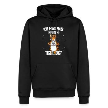 Ich mag halt einfach Tiger - Männer Premium Bio Hoodie - Schwarz - Vorne - Nico (187cm)