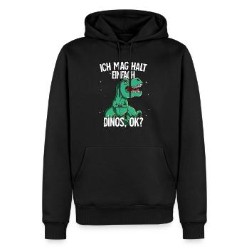 Ich mag halt einfach Dinos - Männer Premium Bio Hoodie - Schwarz - Vorne - Nico (187cm)