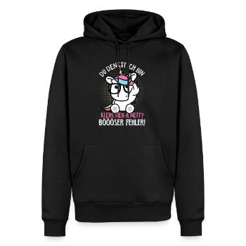 Du denkst ich bin klein lieb & nett Böser Fehler! - Männer Premium Bio Hoodie - Schwarz - Vorne - Nico (187cm)