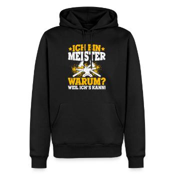 Ich Bin Meister, Warum Weil Ich's Kann Bäckermeist - Männer Premium Bio Hoodie - Schwarz - Vorne - Nico (187cm)