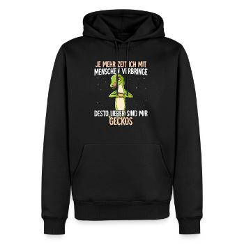 Gecko - Männer Premium Bio Hoodie - Schwarz - Vorne - Nico (187cm)