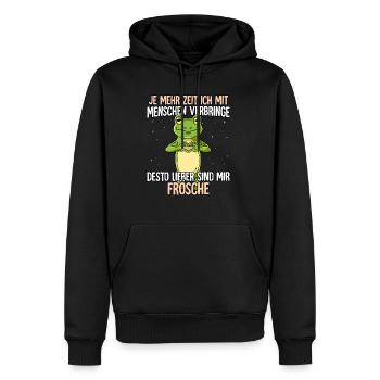 Frosch - Männer Premium Bio Hoodie - Schwarz - Vorne - Nico (187cm)