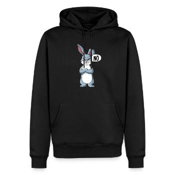 Hase Nö - Männer Premium Bio Hoodie - Schwarz - Vorne - Nico (187cm)