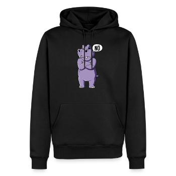 Nilpferd Nö - Männer Premium Bio Hoodie - Schwarz - Vorne - Nico (187cm)