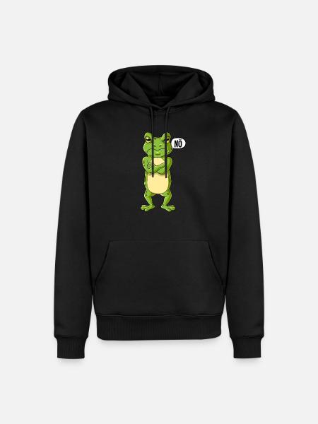 Frosch Nö - Männer Premium Bio Hoodie - Schwarz