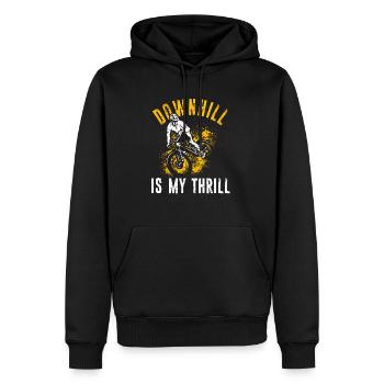 DOWNHILL IS MY THRILL - Hobbybiker Mountainbike Ou - Männer Premium Bio Hoodie - Schwarz - Vorne - Nico (187cm)