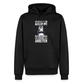 Pinguin Wer Nicht Mit Mir Auskommt - Männer Premium Bio Hoodie - Schwarz - Vorne - Nico (187cm)