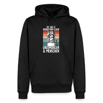 Ich Hasse Morgenmenschen Waschbär - Männer Premium Bio Hoodie - Schwarz - Vorne - Nico (187cm)