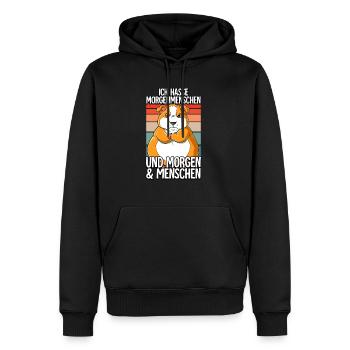 Ich Hasse Morgenmenschen Hamster - Männer Premium Bio Hoodie - Schwarz - Vorne - Nico (187cm)