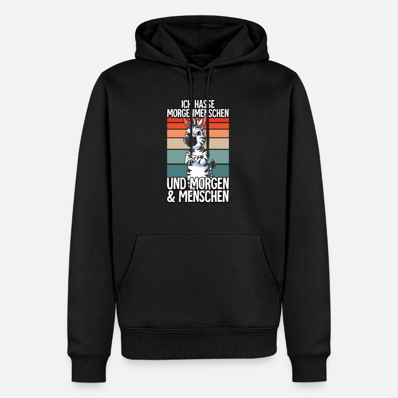 Ich Hasse Morgenmenschen Zebra - Männer Premium Bio Hoodie - Schwarz