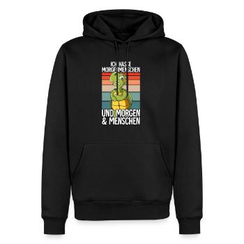 Ich Hasse Morgenmenschen Schildkröte - Männer Premium Bio Hoodie - Schwarz - Vorne - Nico (187cm)