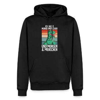 Ich Hasse Morgenmenschen T-rex - Männer Premium Bio Hoodie - Schwarz - Vorne - Nico (187cm)