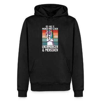 Ich Hasse Morgenmenschen Einhorn - Männer Premium Bio Hoodie - Schwarz - Vorne - Nico (187cm)