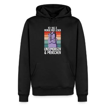 Ich Hasse Morgenmenschen Nilpferd - Männer Premium Bio Hoodie - Schwarz - Vorne - Nico (187cm)