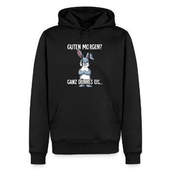Guten Morgen Ganz Dünnes Eis Hase - Männer Premium Bio Hoodie - Schwarz - Vorne - Nico (187cm)
