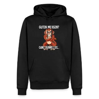 Guten Morgen Ganz Dünnes Eis Affe - Männer Premium Bio Hoodie - Schwarz - Vorne - Nico (187cm)