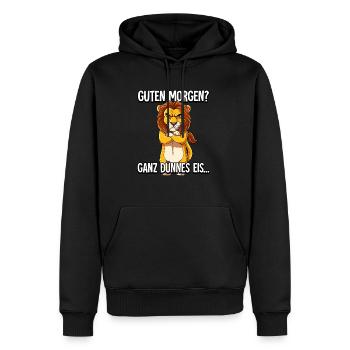 Guten Morgen Ganz Dünnes Eis Löwe - Männer Premium Bio Hoodie - Schwarz - Vorne - Nico (187cm)