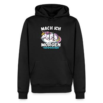 Mach Ich Morgen Versprochen Einhorn - Männer Premium Bio Hoodie - Schwarz - Vorne - Nico (187cm)