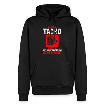 Schrauber Mechaniker Tuning Licht Tacho Rennwagen - Männer Premium Bio Hoodie - Schwarz - Vorne - Nico (187cm)