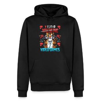 V est pour les jeux vidéo Valentine’s Day Gamer - Sweat à capuche Premium bio Homme - noir - Devant - Nico (187cm)