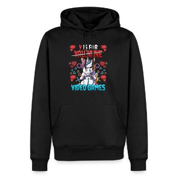 V est pour les jeux vidéo Valentine’s Day Gamer - Sweat à capuche Premium bio Homme - noir - Devant - Nico (187cm)