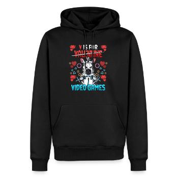 V est pour les jeux vidéo Valentine’s Day Gamer - Sweat à capuche Premium bio Homme - noir - Devant - Nico (187cm)