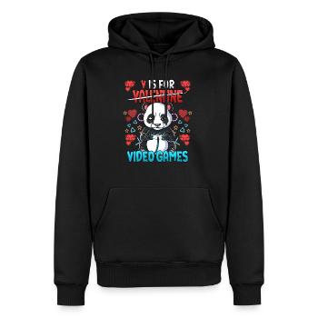 V Is For Video Games Valentinstag Gamer - Männer Premium Bio Hoodie - Schwarz - Vorne - Nico (187cm)