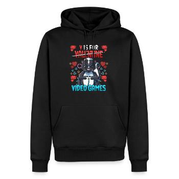 V Is For Video Games Valentinstag Gamer - Männer Premium Bio Hoodie - Schwarz - Vorne - Nico (187cm)
