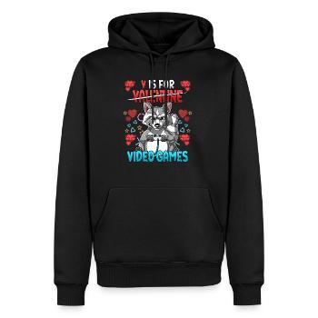 V Is For Video Games Valentinstag Gamer - Männer Premium Bio Hoodie - Schwarz - Vorne - Nico (187cm)