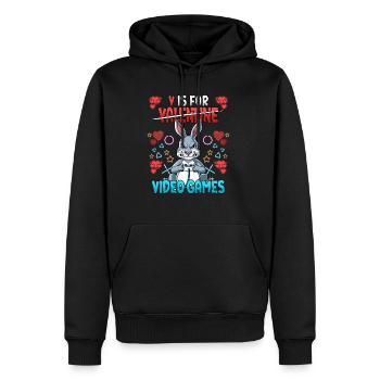 V est pour les jeux vidéo Valentine’s Day Gamer - Sweat à capuche Premium bio Homme - noir - Devant - Nico (187cm)