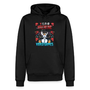 V Is For Video Games Valentinstag Gamer - Männer Premium Bio Hoodie - Schwarz - Vorne - Nico (187cm)