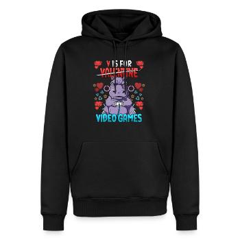 V Is For Video Games Valentinstag Gamer - Männer Premium Bio Hoodie - Schwarz - Vorne - Nico (187cm)