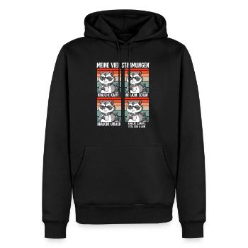 Meine 4 Stimmungen Kaffee Waschbär - Männer Premium Bio Hoodie - Schwarz - Vorne - Nico (187cm)