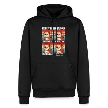 Meine 4 Stimmungen Kaffee Affe - Männer Premium Bio Hoodie - Schwarz - Vorne - Nico (187cm)