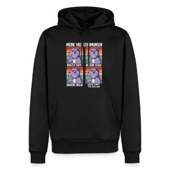 Meine 4 Stimmungen Kaffee Nilpferd - Männer Premium Bio Hoodie - Schwarz - Vorne - Nico (187cm)