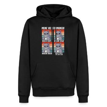 Meine 4 Stimmungen Kaffee Katze - Männer Premium Bio Hoodie - Schwarz - Vorne - Nico (187cm)