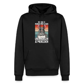 Ich Hasse Morgenmenschen Chinchilla - Männer Premium Bio Hoodie - Schwarz - Vorne - Nico (187cm)