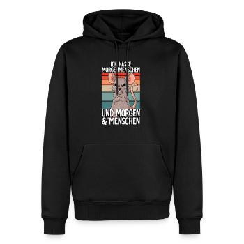 Ich Hasse Morgenmenschen Maus - Männer Premium Bio Hoodie - Schwarz - Vorne - Nico (187cm)
