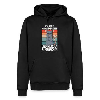 Ich Hasse Morgenmenschen Ratte - Männer Premium Bio Hoodie - Schwarz - Vorne - Nico (187cm)