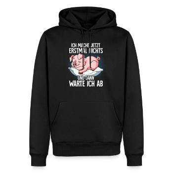 Langschläfer Schwein Müde Schlaf - Männer Premium Bio Hoodie - Schwarz - Vorne - Nico (187cm)
