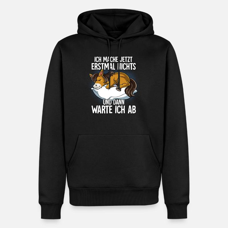 Langschläfer Pferd Müde Schlaf - Männer Premium Bio Hoodie - Schwarz