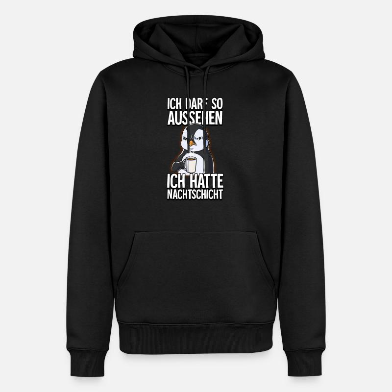 Ich Hatte Nachtschicht Kaffee Pinguin - Männer Premium Bio Hoodie - Schwarz