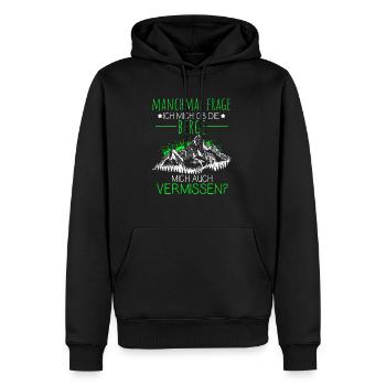 Manchmal frage ich mich ob die Berge mich auch ver - Männer Premium Bio Hoodie - Schwarz - Vorne - Nico (187cm)