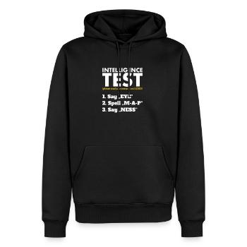 Intelligence Test Say Eye, Spell M-A-P, Say Ness - Männer Premium Bio Hoodie - Schwarz - Vorne - Nico (187cm)