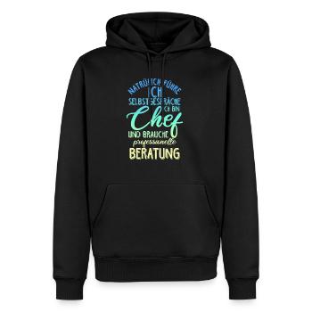 Chef Selbstgespräche Beratung Lustiger Spruch Gesc - Männer Premium Bio Hoodie - Schwarz - Vorne - Nico (187cm)