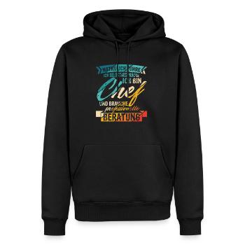 Natürlich Führe Ich Selbstgespräche Ich Bin Chef - - Männer Premium Bio Hoodie - Schwarz - Vorne - Nico (187cm)