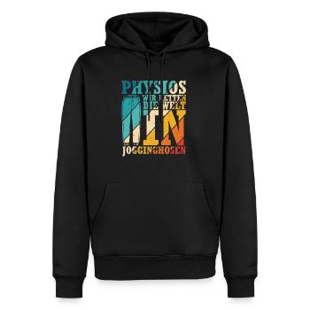 Physios Wir Retten Die Welt In Jogginghosen Therap - Männer Premium Bio Hoodie - Schwarz - Vorne - Nico (187cm)