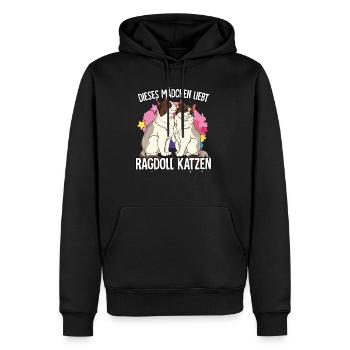 Dieses Mädchen liebt Ragdoll Katzen - Männer Premium Bio Hoodie - Schwarz - Vorne - Nico (187cm)