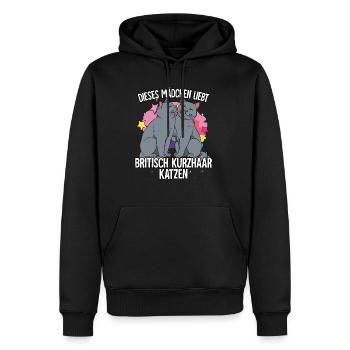 Dieses Mädchen liebt Britisch Kurzhaar Katzen - Männer Premium Bio Hoodie - Schwarz - Vorne - Nico (187cm)